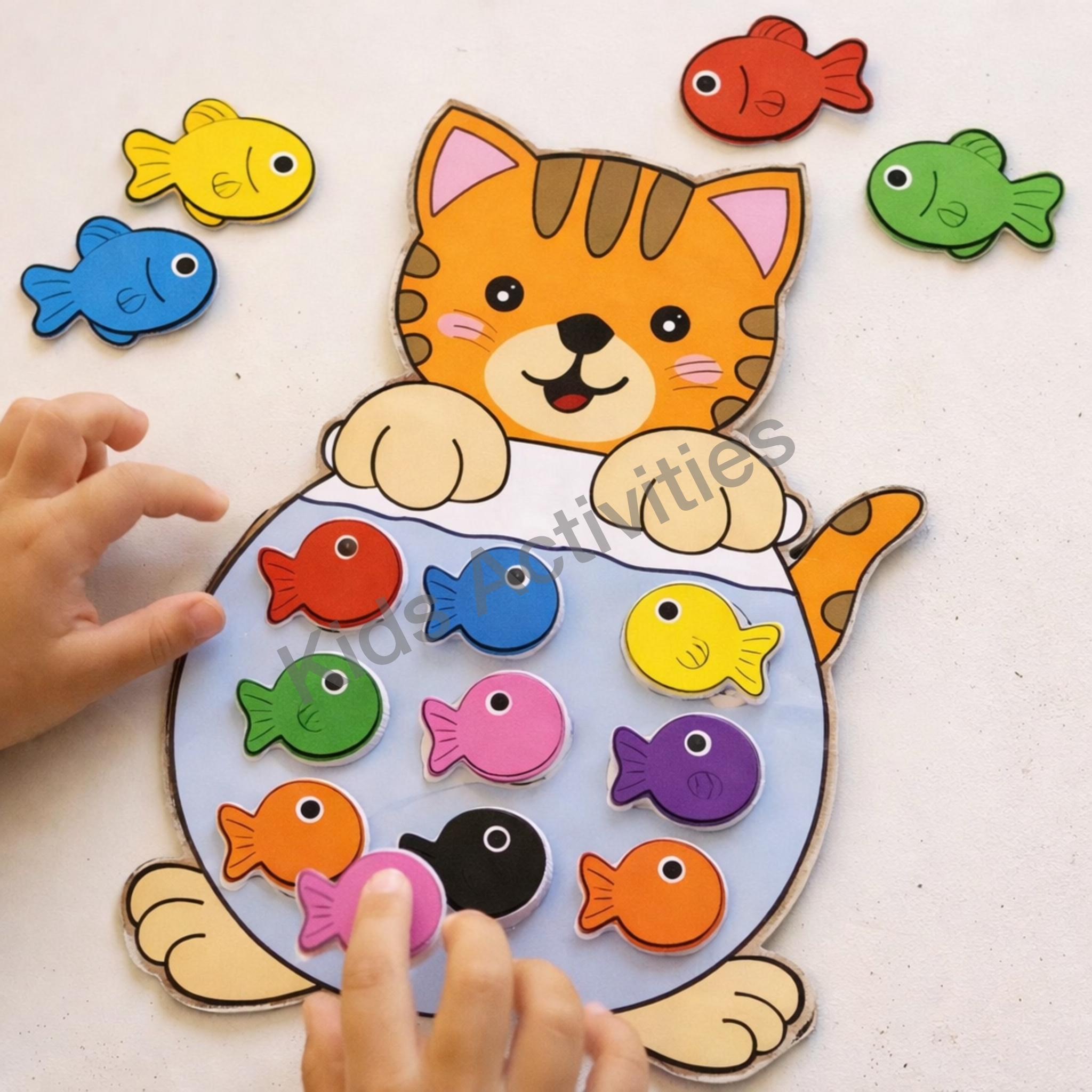 Catch match and learn direction through paper fish movement